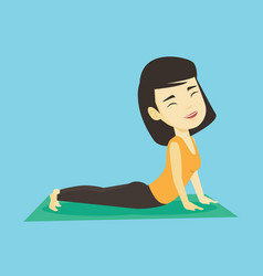 Woman Practicing Yoga Upward Dog Pose