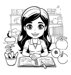 Teenager Girl Studying At Home Black And White