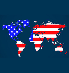 World Map With Flag United States Of America