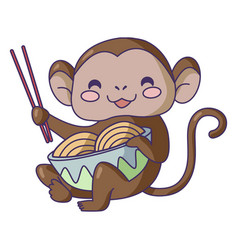 Monkey Eating Ramen Cute High Quality