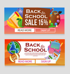 Colorful School Banner With School Objects