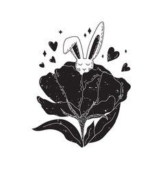 Cute Easter Black And White Bunny Silhouette