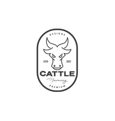 Face Cow Lines Cattle Badge Logo Design