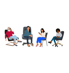 Set Of Different Business Women Sitting