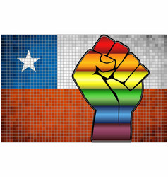 Shiny Lgbt Protest Fist On A Chile Flag