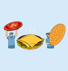 Fast Food And Making Burger Concept