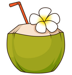 Hawaiian Coconut Drink Cartoon Clip Art