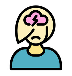 Teen Anxiety Icon Color Outline