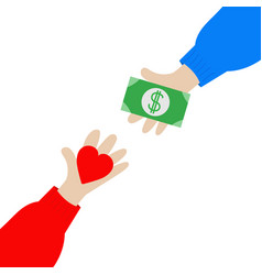 Hand Arm Holding Dollar Sign Bill Money Red Heart