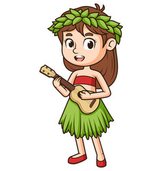 Hawaiian Girl Playing Ukulele Cartoon Clip Art