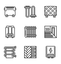 House Modern Heating Icon Set Outline Style