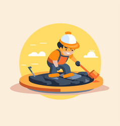 Flat Design Of A Woman In Hard Hat Rowing