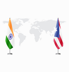 India And Puerto Rico Flags For Official Meeting