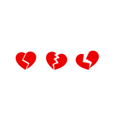 Set Of Broken Love Heart Symbol Icons Hearts