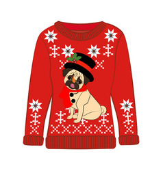 Christmas Ugly Sweater With Pug In