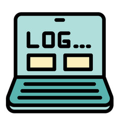 Laptop Log Icon Flat