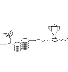 Abstract Coins With Trophy As Continuous Lines