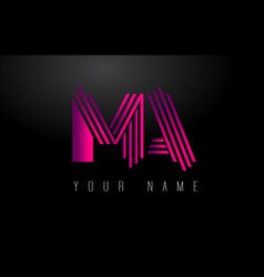 Ma Magenta Lines Letter Logo Creative Line