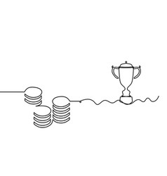 Abstract Coins With Trophy As Continuous Lines