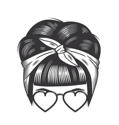 Woman Love Face With Vintage Hairband Bun