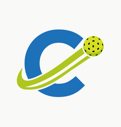 Letter C Pickleball Logo Concept With Moving