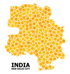 Gold Rotated Square Mosaic Map New Delhi City