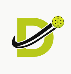 Letter D Pickleball Logo Concept With Moving