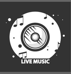 Live Music Black And White Logotype With Vynil