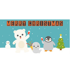 Merry Christmas Neon Light With Arctic Animals Par