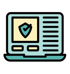 Laptop Secure Login Icon Flat