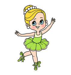 Cartoon Ballerina Girl Dance In Lush Tutu Color