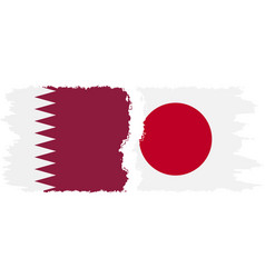 Japan And Qatar Grunge Flags Connection