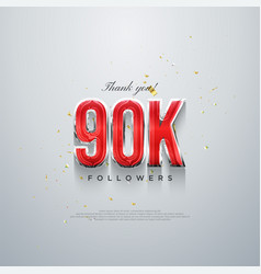 Thank You 90k Followers Red Numbers Design