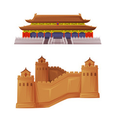 Chinese Temple And Great Wall Architecture