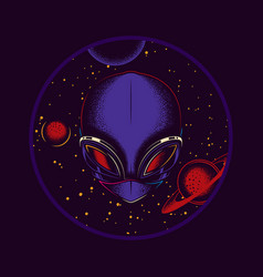 Alien Head In Retro Style