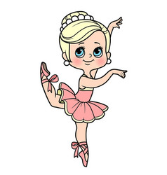 Cartoon Ballerina Girl In Lush Tutu Dance On One