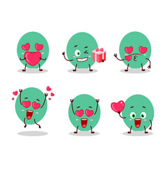 Green Baloon Cartoon Character With Love Cute