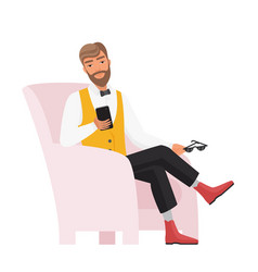 Hipster Man Sitting In Armchair