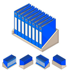 Isometric Shelf With Folders Office Shelf