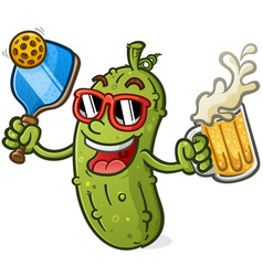 Pickleball Smiling Beer Sunglasses Cartoon