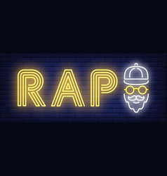 Rap Neon Text With Hipster Head