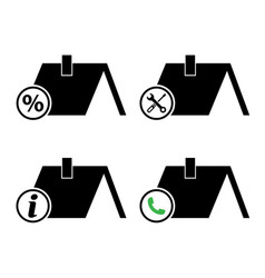 Set Of Roofs House Silhouette Icon City Concept