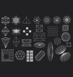 3d Cyberpunk Grid Y2k Wireframe Icon Mega Set