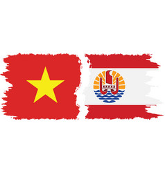 French Polynesia And Vietnam Grunge Flags