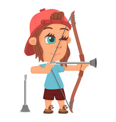 Boy With Bow And Arrow Cartoon Kid Archer Child