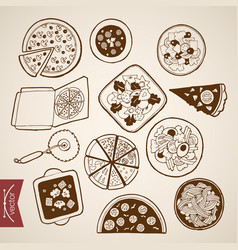 Engraving Vintage Hand Drawn Italian Pizzeria