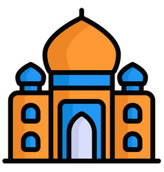 Taj Mahal Colored Outline Icon Hindu Festival