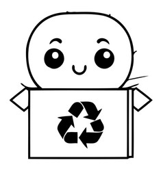 A Box With A Recycling Symbol Cute Cartoon