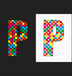 Bubble Letter P Glitter Character Of Colored Dots