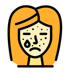 Acne Teen Girl Icon Color Outline